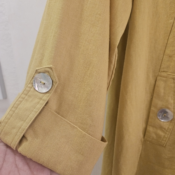 JNY Jones New York M Medium women's yellow over coat jacket blazer 55% LINEN - Picture 8 of 15